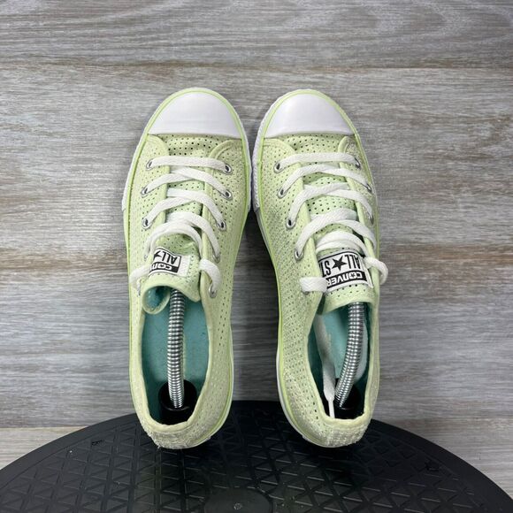 Converse kids All-Star Perforated lime green low-top Sneakers Size 4 - Picture 6 of 9